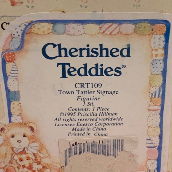 Cherished Teddies - Town Tattler, Town Hall, Town Signage - Enesco - w/Box - Picture 5 of 5